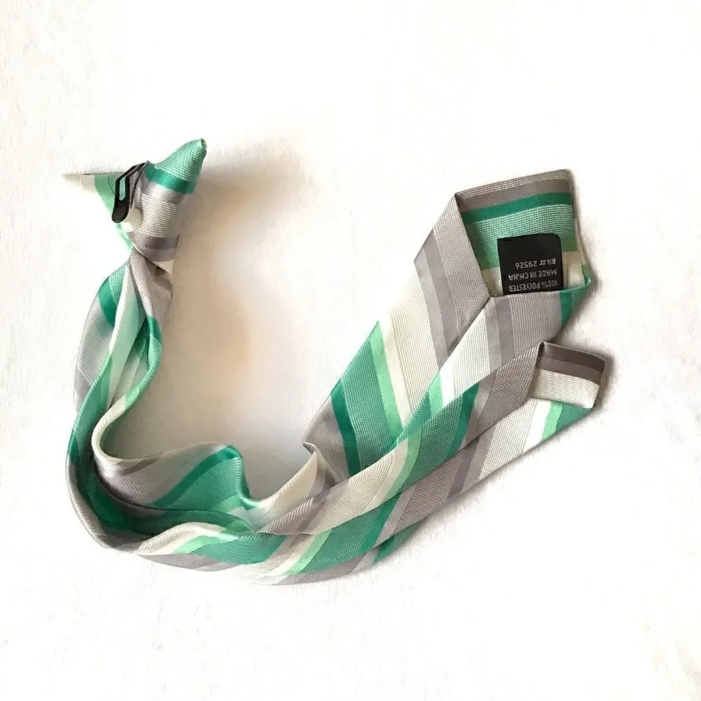 Striped Polyester Clip On Tie